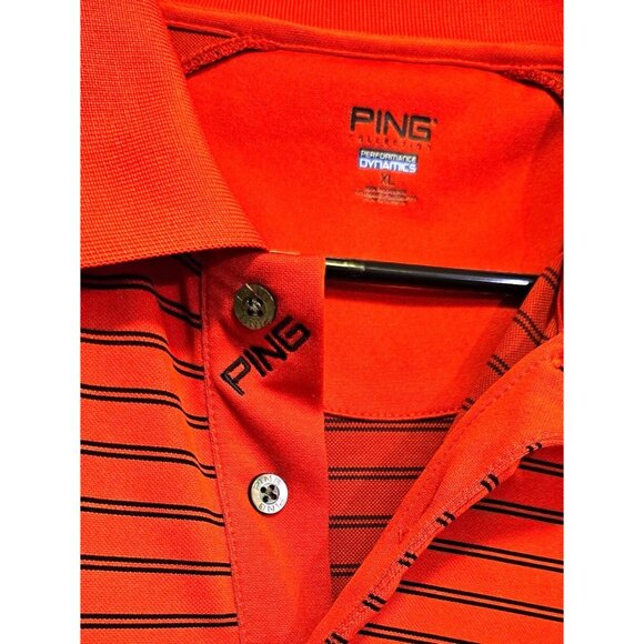 Ping Polo XL Men's Performance Dynamics Striped Red & Black Polyester Golf Wear - Picture 5 of 11